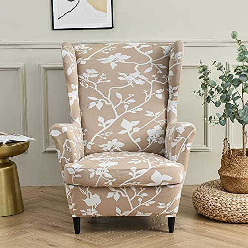 Tebeu88 2 Piece Set Stretch Cushion Sofa Slipcover, Removable Wing Back Armchair Slipcovers ，Protector for Armchair Living Room/Sofa 1 Seater (Style 36)