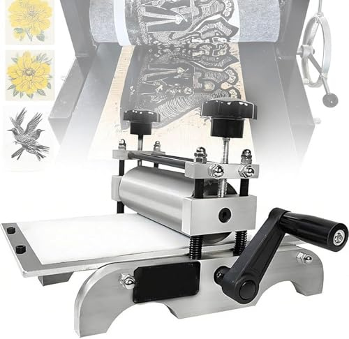 TsoLay Máquina De Impresión Plana Manual, Prensa De Grabado Manual, Altura De Rodillo Ajustable, Tamaño De Roce: 350 X 170 Mm, Cómoda Manivela para Suministros De Impresión, Exhibición Decorativa