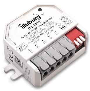 illuburg Controlador Dimmer Inteligente para Tiras LED a través de WiFi Alexa Tuya 2,4GHz RF Mando a Distancia Pulsador PUSH 12V 24V 48V Regulador Actuador de Regulación