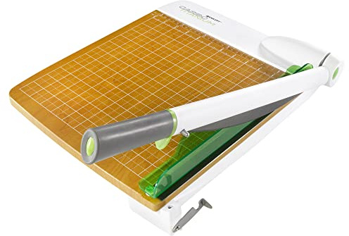 Westcott 16717 12-Inch CarboTitanium Wood Base Guillotine Paper Cutter, Multi-Paper Trimmer with 30 Sheet Capacity