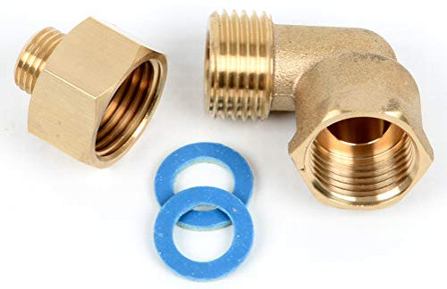 K&H Set adattatore per fornello a gas in ottone, filettatura interna da 1/2 x filettatura esterna da 1/4 + angolo di collegamento da 1/2