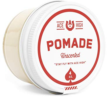 Ace High Unscented Pomade, Strong Hold, Natural Shine, Water Based, Hand Crafted, 4oz