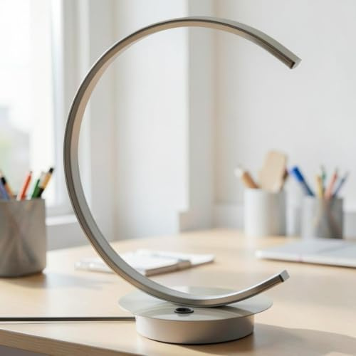 Trango 1er Pack 2019-01 Design LED Deko-Tischleuchte Halbmondform *MOONLIGHT* Lichtleiste gebogenen Form Tischlampe, Nachttischlampe, Lampe inkl. 7 Watt - 450 Lumen LED Leuchtmittel 3000K warmweiß