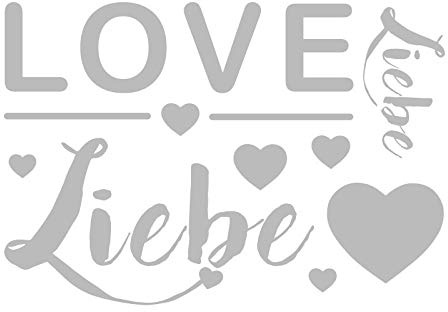 Ideen mit Herz Metallic-Bügeltransfers | Bügelbild für Textilien | DIN A4 | Schriften ohne Hintergrund | Liebe, Love | Farbe: silber