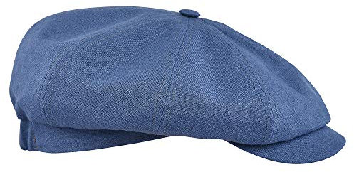 Sterkowski Rowdy Schiebermütze für Damen und Herren | 100% Leinen Newsboy Cap | Elegante 8-Panel Gatsby Cap, Hell, blau, 59 EU