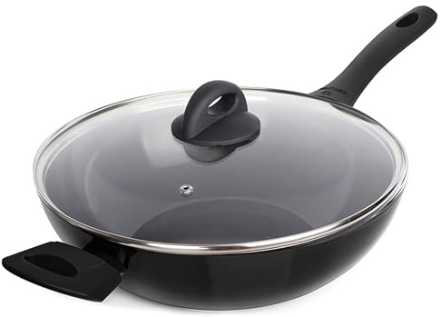 Gerlach Harmony Classic Pfanne Wokpfanne Wok Keramik Beschichtet Bratpfanne Mit Deckel Keramikpfanne Induktionsgeeignet Für Elektro Gas Keramik Induktion Herd Küche Küchenzubehör Pfannen