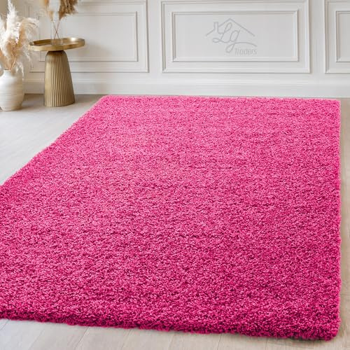 LG TRADERS LIMITED | Non Slip Shaggy Rug - Large Area Rugs For Living Room - Soft Bedroom Floor Carpet, Washable Hallway Runner (Pink, 80 x 150 cm)