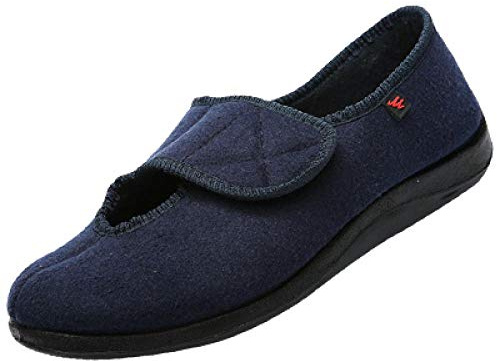 Viscoélastique Elargissement Chaussons,Les personnes âgées augmentent les chaussures qui gonflent les pieds, les chaussures antidérapantes pour diabétiques-46_blue,Pantoufle Santé pour âgées Pieds
