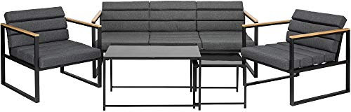 acamp Gartenlounge Set Space 2.0 5-teilig | inkl. Gestell, Tische und komfortable Polster | Elegantes Stahlgestell kombiniert mit Armlehnen | wetterbeständige, Pflegeleichte Loungemöbel