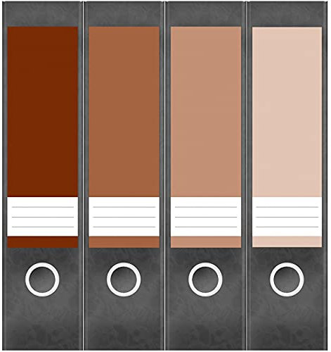 Etiketten für Ordner | Farben Mix Braun | 4 breite Aufkleber für Ordnerrücken | Selbstklebende Design Ordneretiketten Rückenschilder