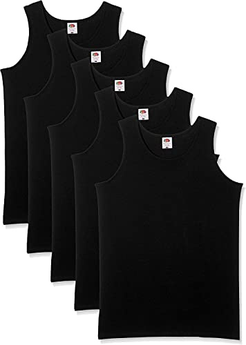 Fruit of the Loom Herren Regular Fit Unterhemd 5-Pack Athletic Mens, Schwarz (Black), 3XL