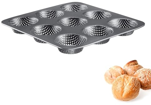 Westmark Brötchen Backform, Für 9 Brötchen, Ø je 8,5 cm, Stahl, antihaft-beschichtet, Anthrazit, 32732260