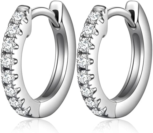Pendientes de aro para hombres mujeres Pendientes mujer plata Pendientes de aro con diamante Pequeño Pendientes de aros 15mm