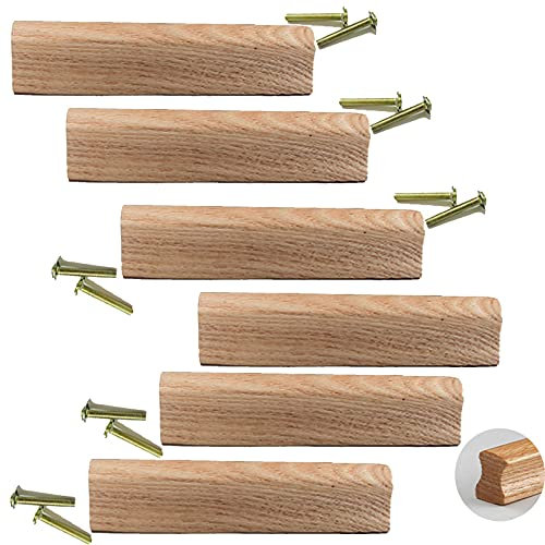 COTBY 6 Stück Holz-Zuggriffe Massivholz-Schubladengriffe Griffe Schrankgriff Schranktürgriff Möbelknöpfe für Küchenschubladen, mit Schrauben (Lochabstand 192 mm, B) (A Lochabstand 64 mm)