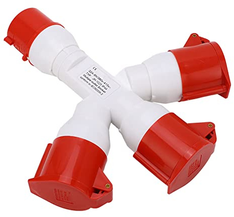 Sonew Prise de Courant, Fiche Industrielle 5 Broches 1 en 3 Connecteurs de Prise, 380‑415V 32A Aviation Plug Socket Industrial Plug