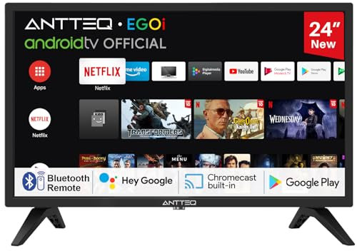Antteq AG24F1DCU TV Smart TV 24 pollici (61 cm) con Voice Assistant, Prime Video, Wi-Fi, DVB-C/T2/S2