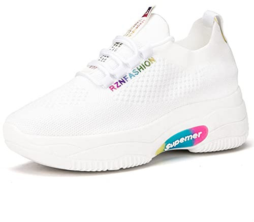 FARZAH Ladies Lightweight Flat Bowling Shoes, White, Size 5 UK