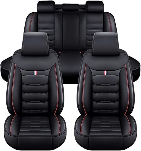 Full Set Auto Sitzbezüge für Hyundai Tucson 1.6 T-GDI Hybrid, Airbag kompatibel, wasserdicht, komplett vorne und hinten Schonbezüge,Black_Red