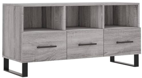 vidaXL TV Schrank, Fernsehschrank mit 3 Schubladen, Fernsehtisch für Wohnzimmer, Lowboard Sideboard TV Ständer TV Gerät, Grau Sonoma Holzwerkstoff