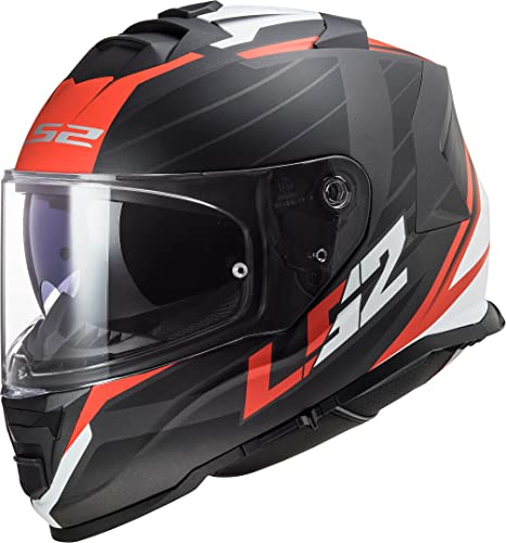 LS2, Integraler Motorradhelm STORM II NERVE Matt Black Red, L