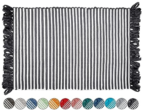 Lashuma Badvorleger für Dusche, Badewanne, WC Farbe: Schwarz - Weiß Größe: 50x70 cm