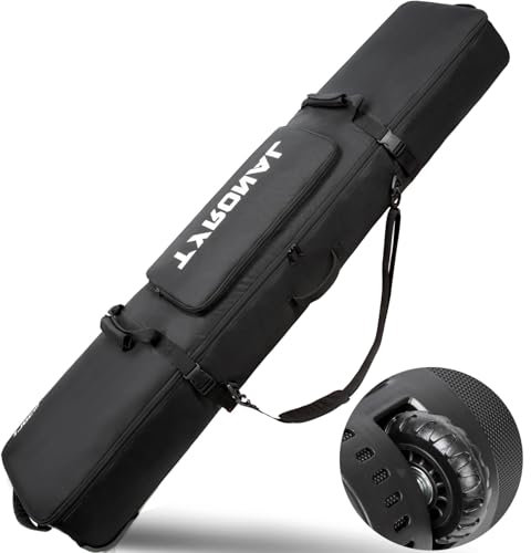TYRONAL Snowboard Bag with Wheels,Heavy Duty 600D Polyester Oxford Wear-Resistant,Padded Snowboard Bag for Single Snowboard and Snowboard Boots. (Blk-160CM)