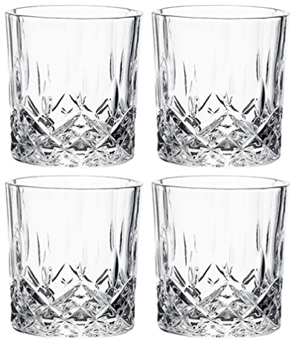 DIXII Vasos de whisky de estilo antiguo, vasos de 7 onzas, juego de 4 vasos de whisky para cóctel y licor de bourbon