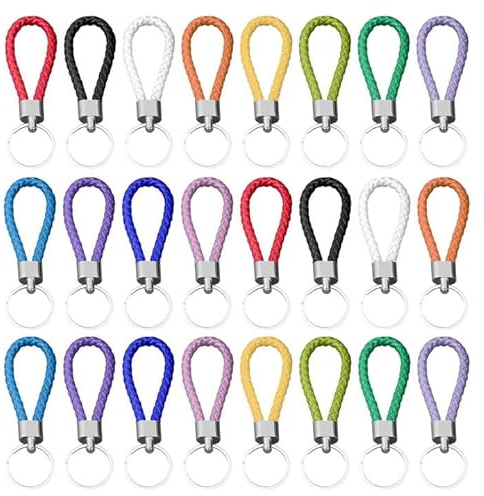 EUPSIIU 24 Piezas Llavero de Cuero Trenzado Coche, Llaveros de Cuerda para Llaves de Casa, Motocicleta y Bicicleta, Multicolor, Unisex-Adultos