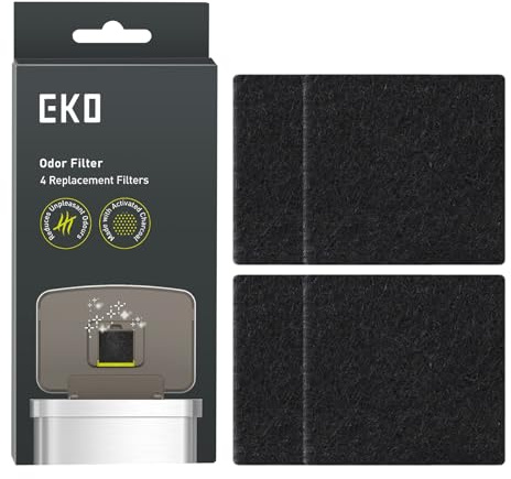 EKO Odour Filter Refills for Kitchen Bin and Compost Bin, 4 Pack | Activated Charcoal Deodorizer, Strong Charcoal Odour Absorber, Odour Eliminator, Air Freshener, Bin Deodoriser