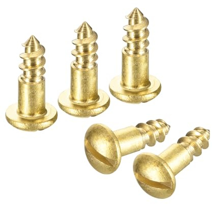 QUARKZMAN 40 Pièces Vis à Bois M3.5 x 12mm à Tête Ronde Fendue en Laiton | Vis Autotaraudeuses pour le Travail du Bois