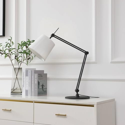 Lucande Tischlampe 'Caelia' (Modern) in Schwarz aus Metall u.a. für Arbeitszimmer & Büro (1 flammig, E27) - Tischleuchte, Schreibtischlampe, Nachttischlampe, Arbeitszimmerleuchte