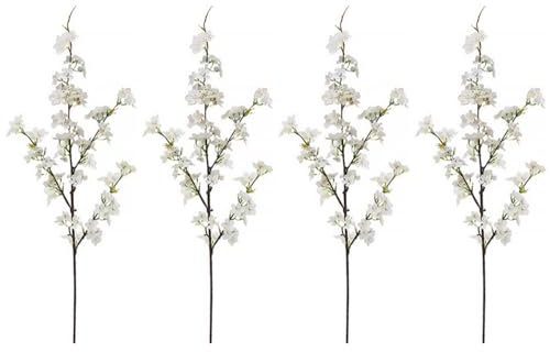 NatureMan 4 pcs Artificial Cherry Blossom Flower Branches, 43in height Fake Silk Cherry Blossom Tree Stems Faux Cherry Flowers for Home Wedding Table Centerpieces Vase DIY Decor (White)