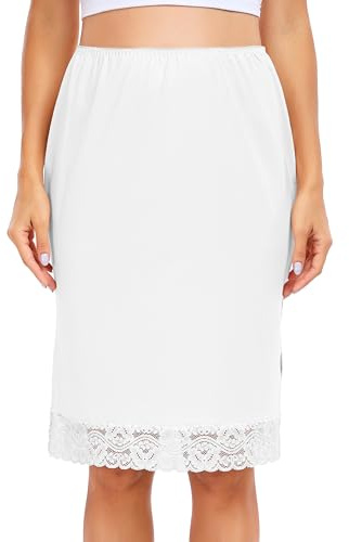 Wikoan Jupons Femme Jupon sous Robe Femmes Fond de Jupe Lingerie Invisible Demi-Jupe Elastique Jupes sous-Vêtement Femme Robe Blanc L