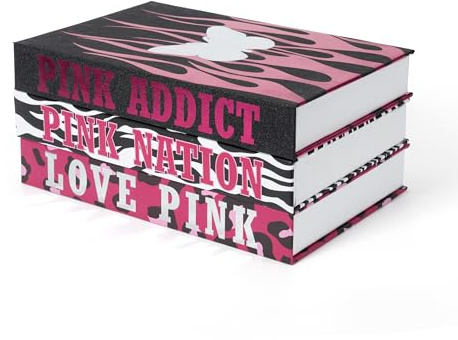 TwoDays Mcbling Raumdeko Aesthetic, Trashy Y2k dekorative Fake-Bücher, 2000er Hot-Pink Aufbewahrungsbox für Kaffeetisch und Bücherregal, Emo Baddie Deko, 3er Set