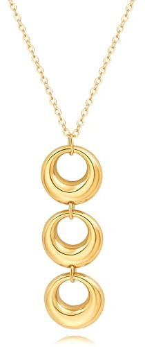 Aobei Pearl Statement Lange Anhänger Halskette 18k Gold Disc Halskette für Pullover Boho Einfacher Schmuck für Frauen Trendy