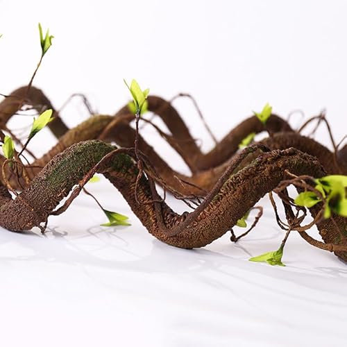 LGEGE Artificial Tree Branches and Vines 200cm - Flexible Fake Plants Trunk with Leaves for Home Garden Decoration