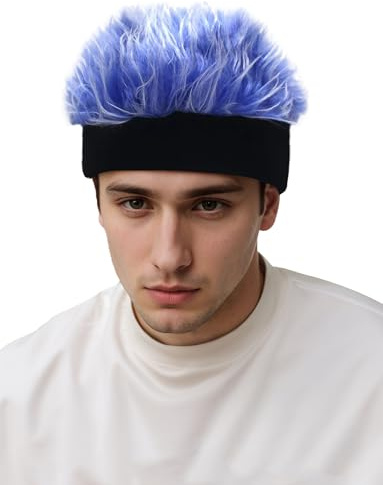 SEAUR Neuheit Haar Schirmmütze Visier Hut mit Stachelperücken Männer Kurze Haare Perücke Stirnband Outdoor Perücke Hut
