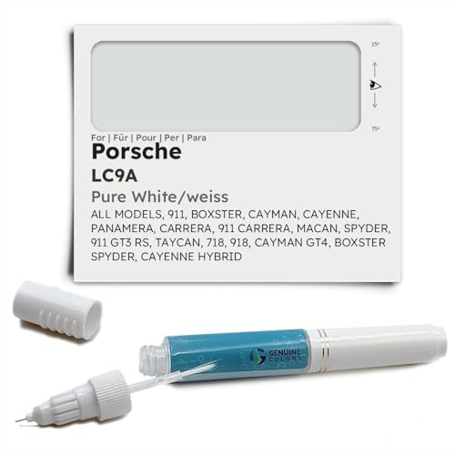 Genuine Colors Lackstift Pure White Weiss LC9A für Porsche Weiß 911 Boxster Cayman Cayenne Panamera Carrera MACAN Spyder GT3 RS TAYCAN 718 918 GT4 HYBRID