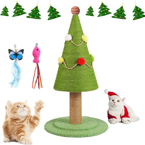 Rascador de árbol de Navidad, poste rascador de árbol de Navidad para gatos, árbol de Navidad interior para gatos grande, poste rascador de árbol de Navidad para gatos, túnel de gato árbol de Navidad