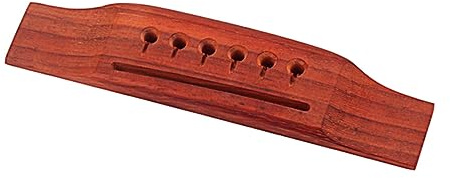 6 String Redwood Acoustic Guitar Bridge Replacement Gq297 | Thru Slotted Saddle Design, Red Vintage Look, DIY Mounting for Folk Acoustic Bass Replacement Parts