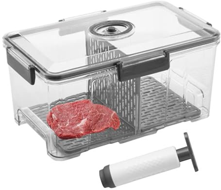 Recipiente hermético para alimentos al vacío con bomba - Contenedor de almacenamiento portátil transparente con temporizador, apto para microondas para adobos de pescado y almacenamiento