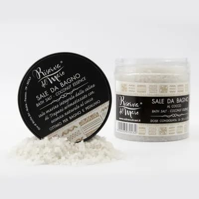 Sale da Bagno Naturale con Oli Essenziali – Rilassante e Rivitalizzante – Purificante, Idratante e Aromaterapico – 500g (cocco)