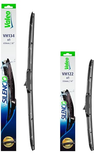 VALEO Silencio Wischer - Set aus Premium Ganzjahres-Originalausrüstungs-Ersatz-Hybrid-Wischerblättern VH134 + VH122 - Vorne, Länge: 650mm + 350mm - Set mit 2 Wischerblättern 574734 + 574722