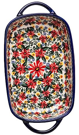 Gatuida Plato Rectangular de Cerámica Asas Dobles 28x18 Cm, Molde para Hornear Multiusos en Horno y Microondas, Utensilios para Hornear Hogar, Adecuado para Gratinados y Guisos, Bandeja