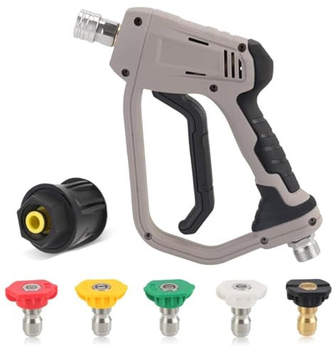 Pistola Idropulitrice ad Alta Pressione 4000 PSI e 5 Ugelli, Pistola Idropulitrice con Karcher Adattatore di Collegamento Rapido M22 (14 mm) Interfaccia per Attrezzature Meccaniche, Pareti e Auto