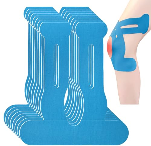 ZAHRVIA Lot de 8 bandes de kinésiologie prédécoupées pour genou, Cerotto sportivo elastico impermeabile, adatto per alleviare il dolore al ginocchio (Bleu)