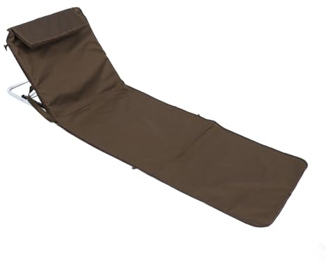 Segrehy Beach Lounge Chair Oxford Cloth Folding Portable Adjustable Reclining Beach Mat Heavy Duty 330.7lb Load Bearing for Pool Camping Beach Outdoor (Coffee Color)
