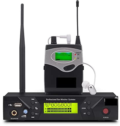 DJ-Mixer-Controller Drahtlos im Ohrmonitor -System professionelle Stufe Leistung Ohrüberwachungssysteme mit einem Bodypack -Sender für Streaming/Podcasting/Gaming, Telefon, Computer