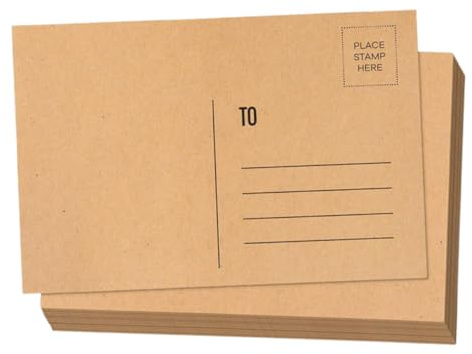 Housoutil Blanko Postkarten Braune zum Bedrucken und Beschreiben aus Kraftpapier 50 Blatt mit Adressecke und Briefmarkenfeld für Geburtstagskarten und Schulprojekte