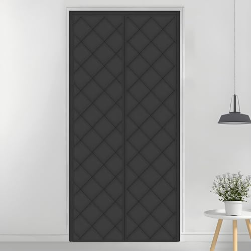 Thermo Türvorhang Kälteschutz Magnet Wärmeschutzvorhang Für Türen Volle Größe Winddicht Thermovorhang Tür Gegen Kälte Und Hitzen Haustierfreundlich(Schwarz,80x200cm)